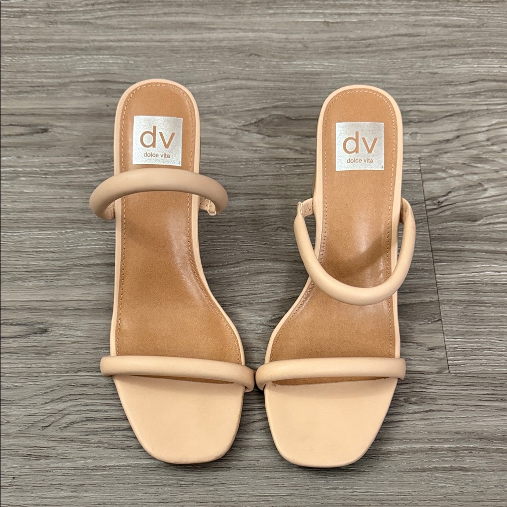 Dolce Vita Nude Beige Double-Strap Slide Sandals